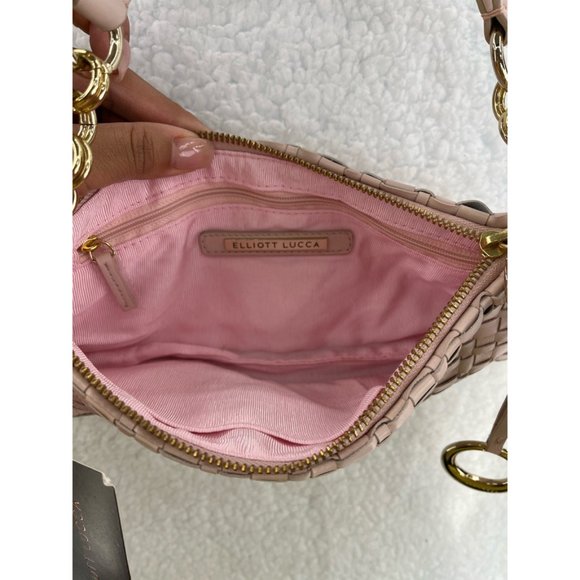 Elliott Lucca Womens Intreccio III Hobo Handbag Pink Basket Wave Sling S New - Picture 4 of 9